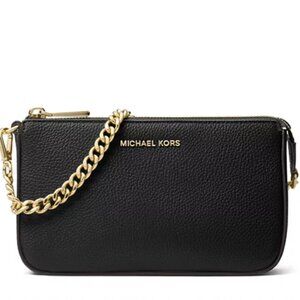 EUC Michael Kors Black Clutch with Gold Chain